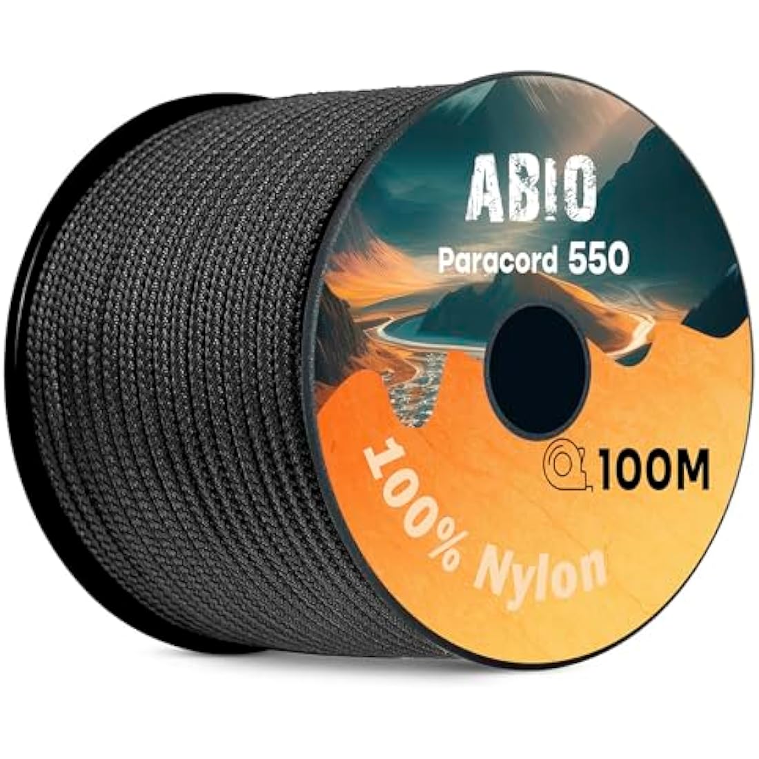 Abio 550 Paracord – 4mm Nylon Survival Rope for Camping, 100m Black