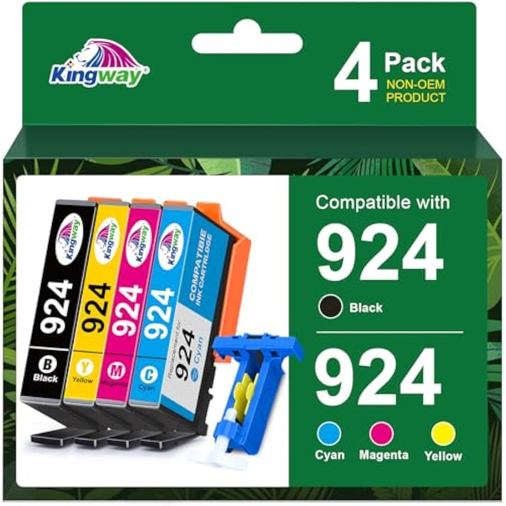 Kingway 924 Ink Cartridges for HP OfficeJet Pro 8120e 8130e | 4-Pack No Chip