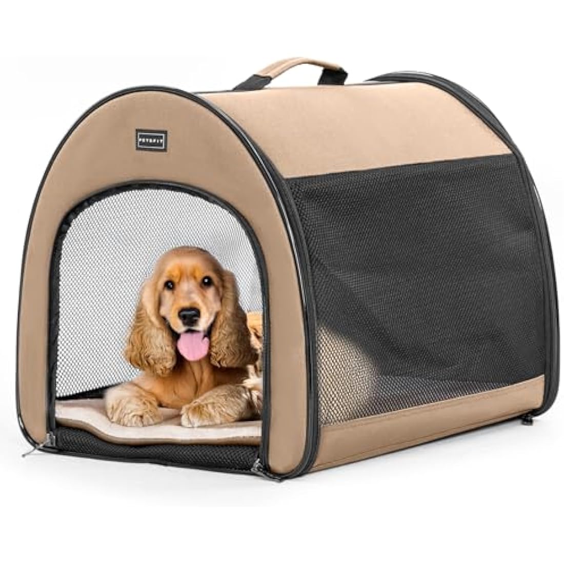 Petsfit Soft Dog Crate | Portable 26.5 Inch Pop Up Pet Carrier - Khaki