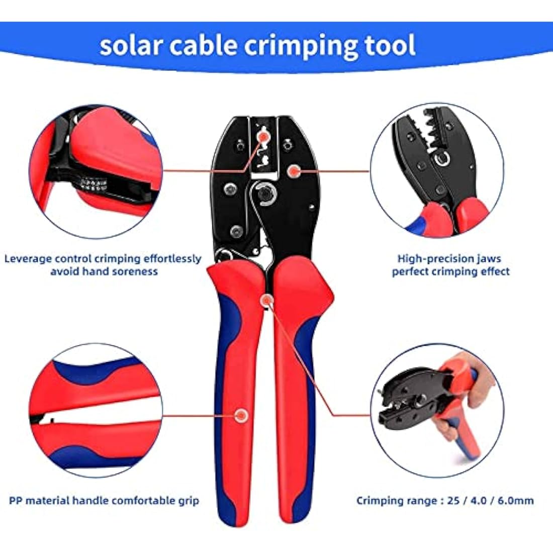 QeeHeng Solar Crimping Tool Kit | 26-10AWG Ratchet Crimper & Connectors