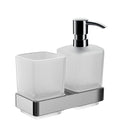 Emco Loft Wall Mounted Soap Dispenser & Glass Holder | Satin Crystal