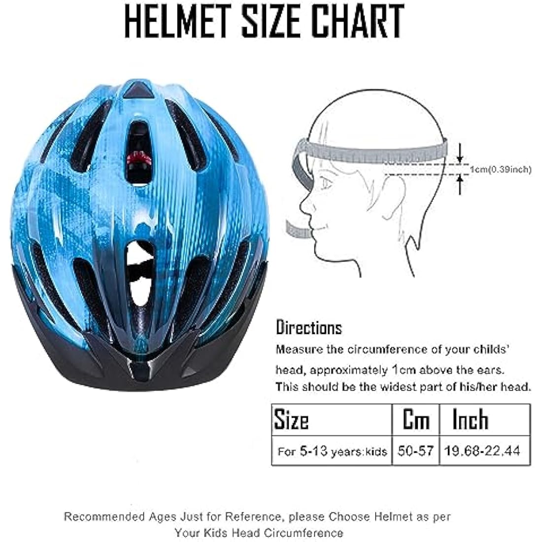 Kids Bike Helmet | LED Safety Light | Lightweight 50-57cm
