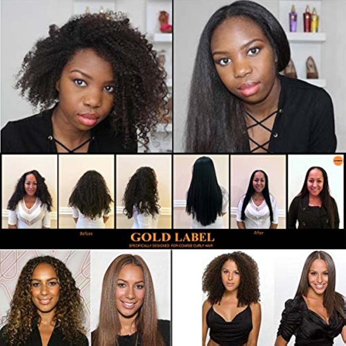 Gold Label Professional Keratin Treatment for Coarse & Curly Hair – 240ml
