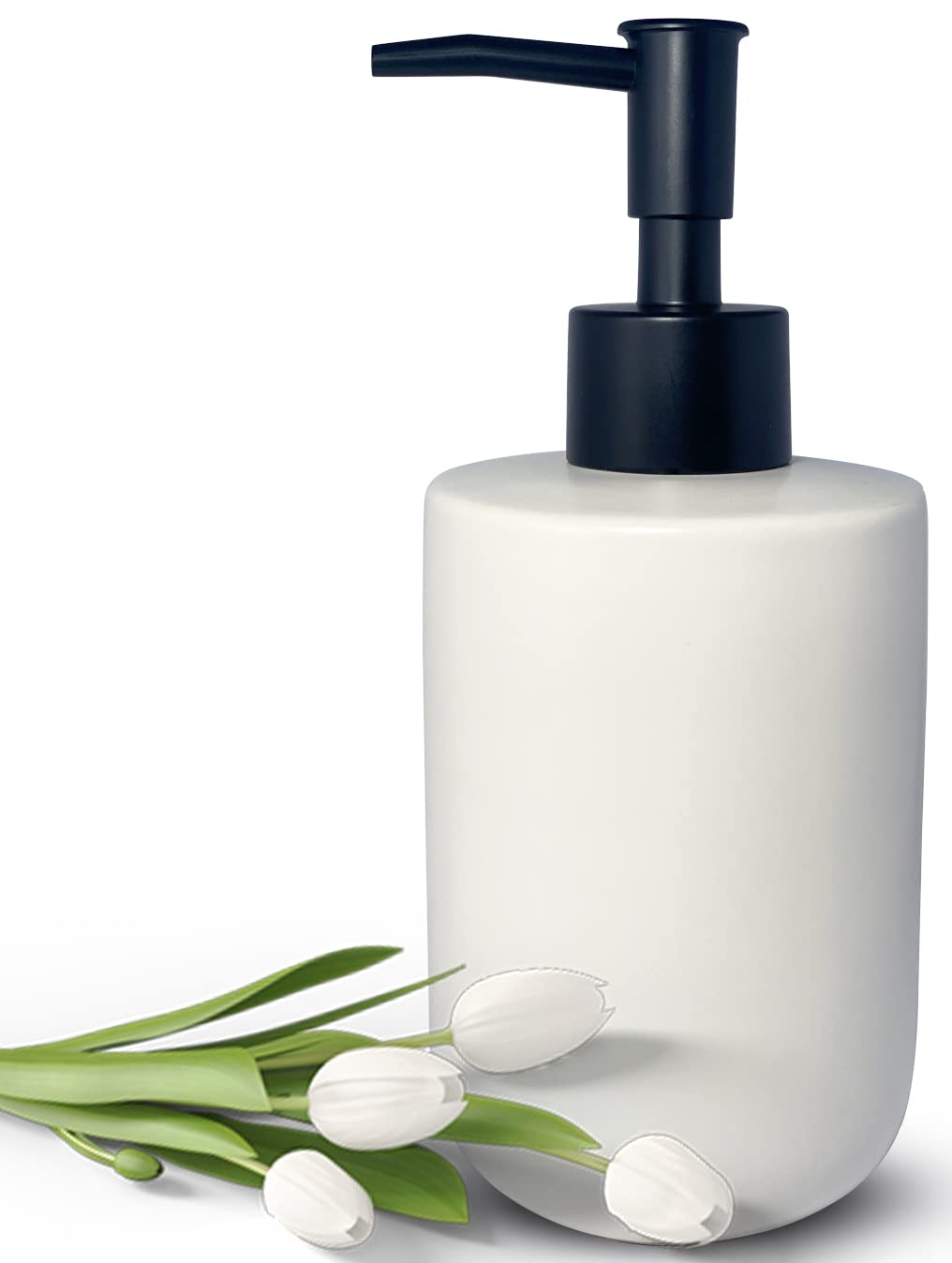 Jolof Store 12oz Ceramic Soap Dispenser – Matte White Porcelain Bottle