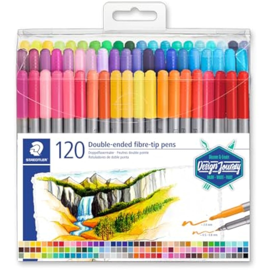 Staedtler Double-Ended Fibre-Tip Pens - Assorted Colors (Pack of 120)