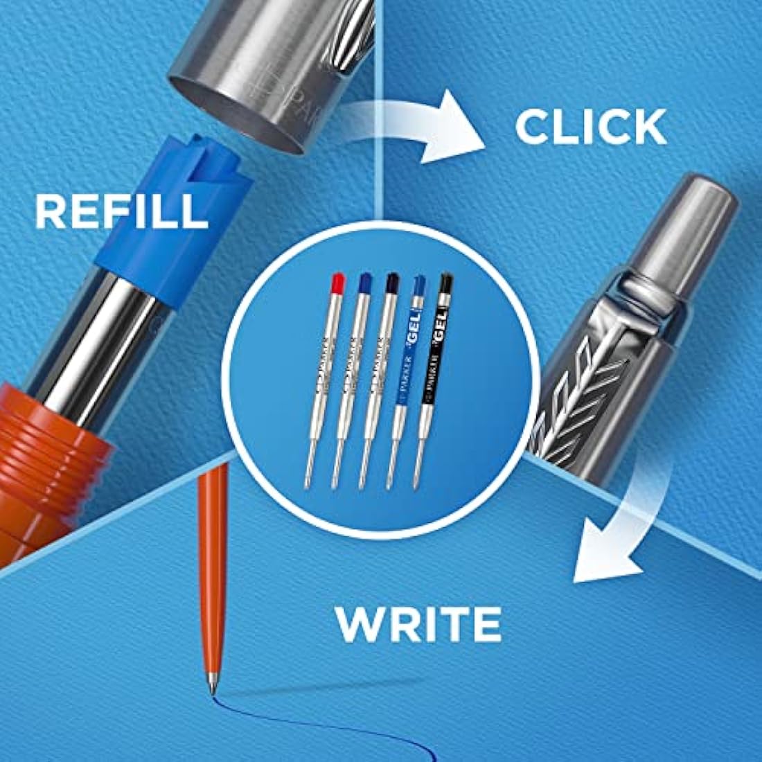Parker Jotter Ballpoint Pen - Waterloo Blue, Medium Point Blue Ink