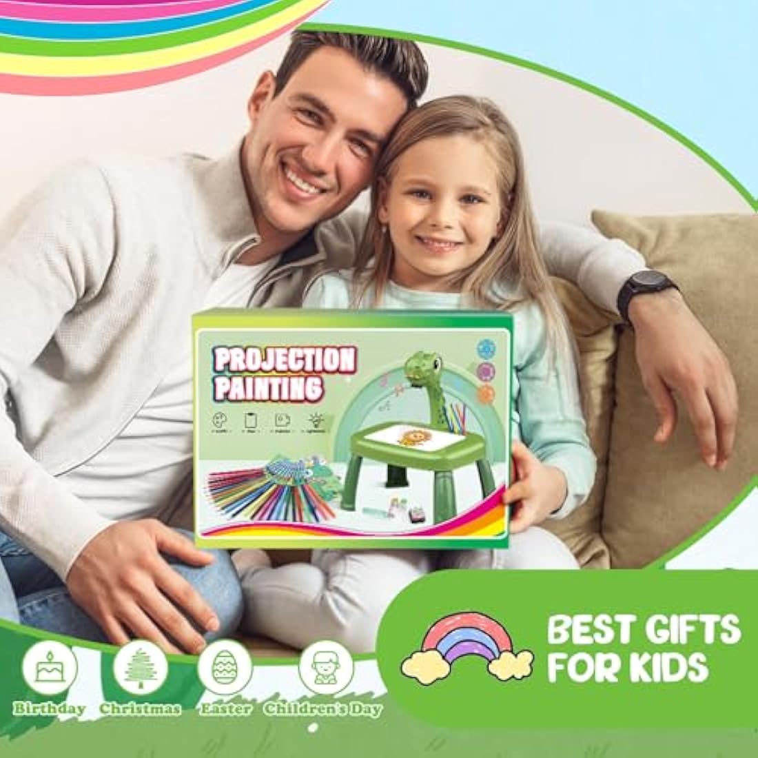 Jolof Store Dinosaur Drawing Projector Table - Kids Art Desk with 72 Patterns