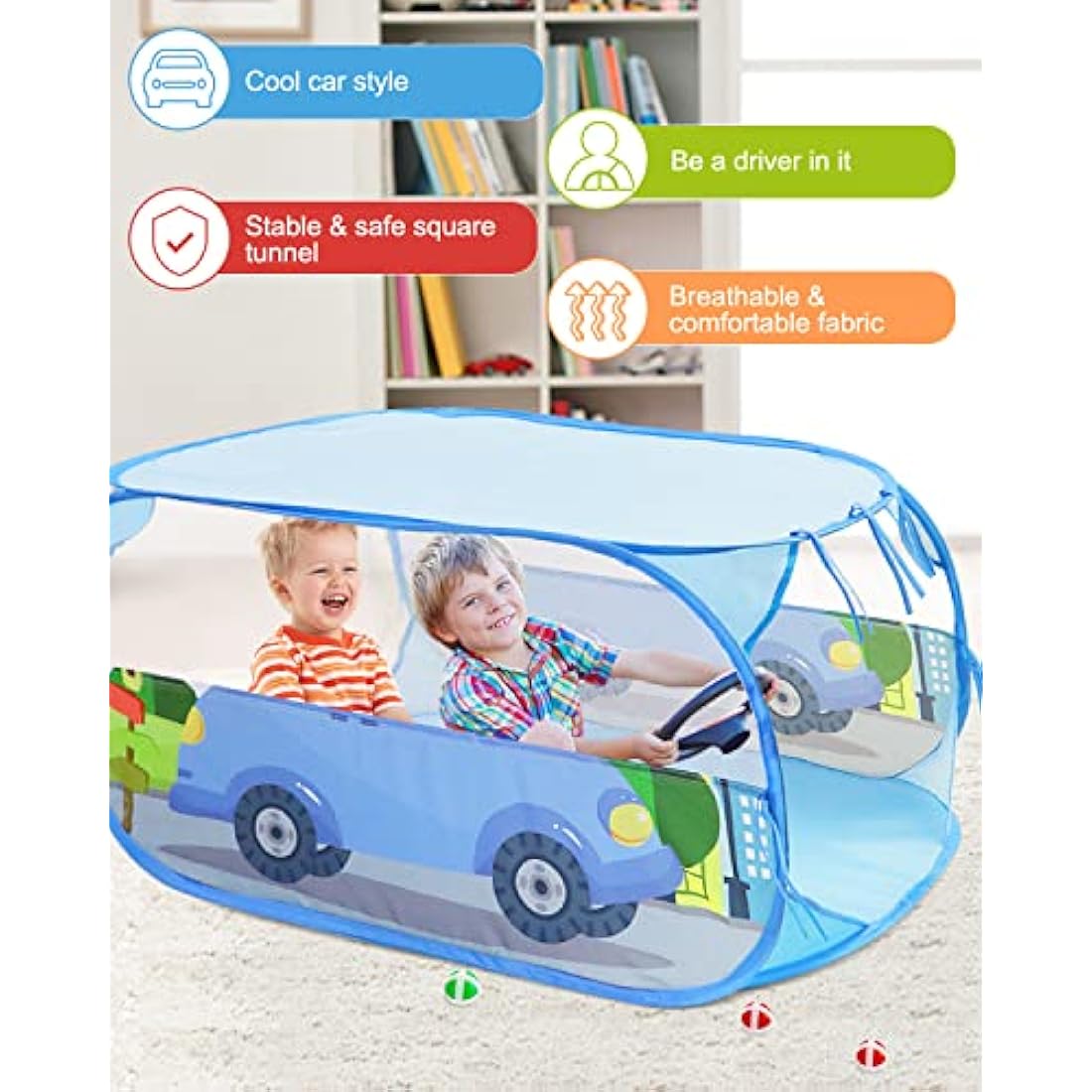 MAIKEHIGH 3-in-1 Kids Play Tent and Tunnel | Pop Up Ball Pit Playhouse