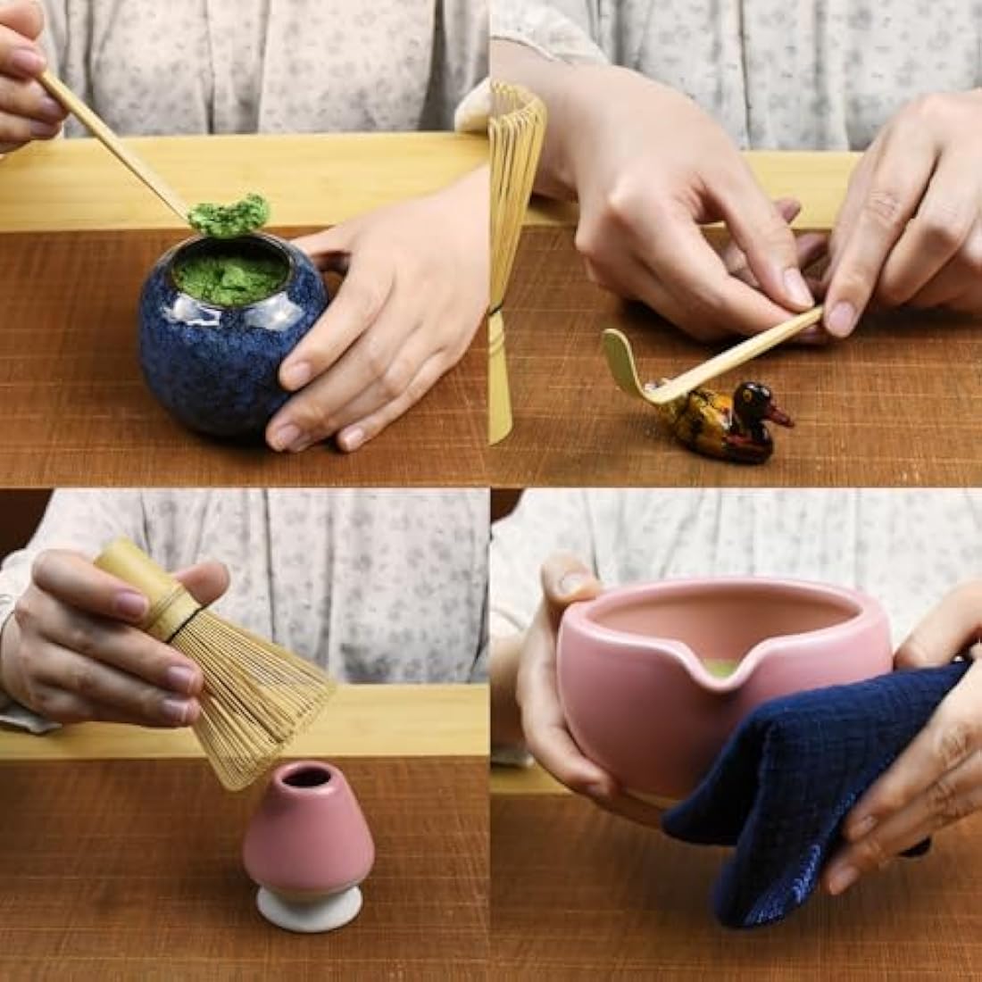 7-Piece Matcha Tea Ceremony Kit with Spout Bowl – Pink