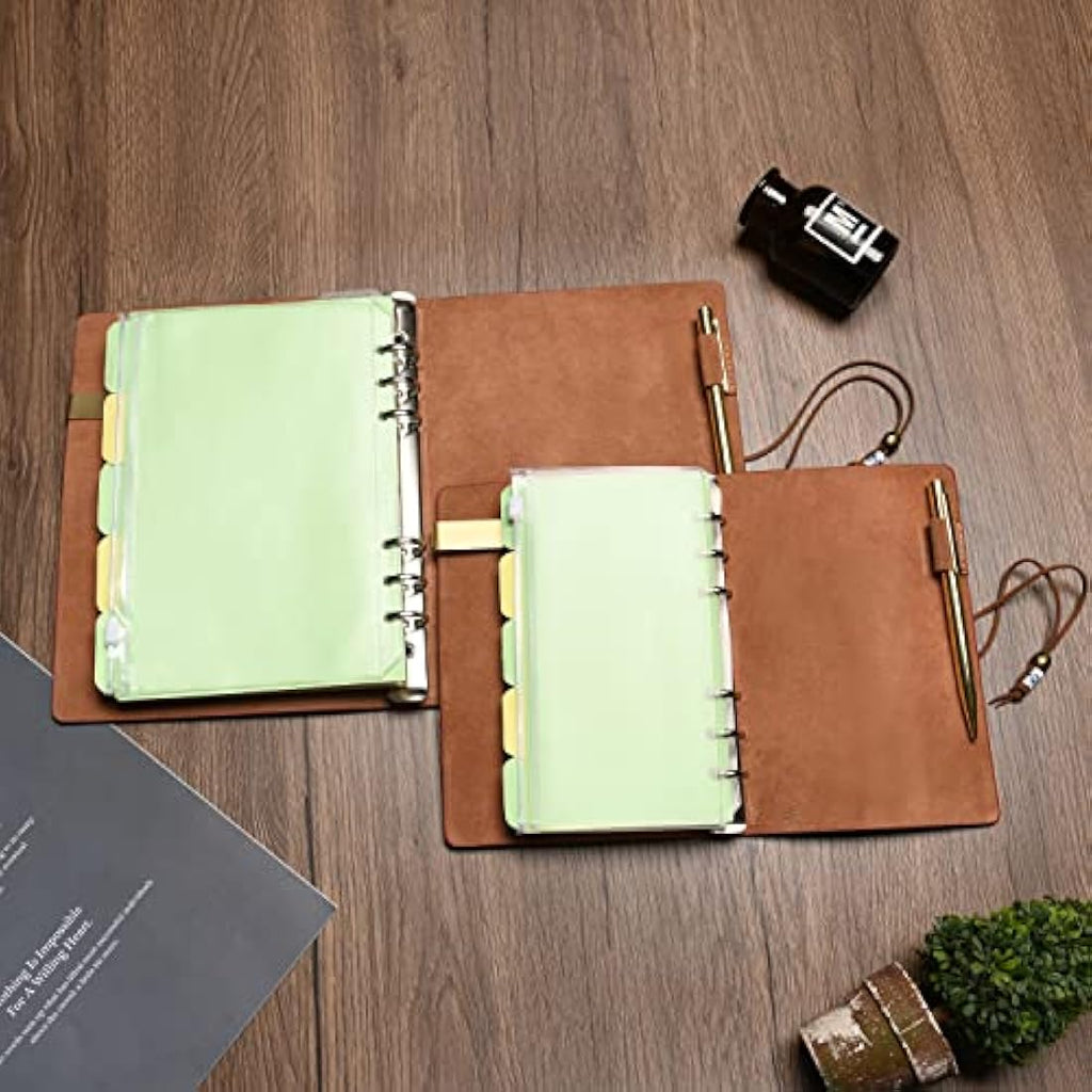 Jolof Store A6 Leather Refillable 6 Ring Binder Notebook – Coffee