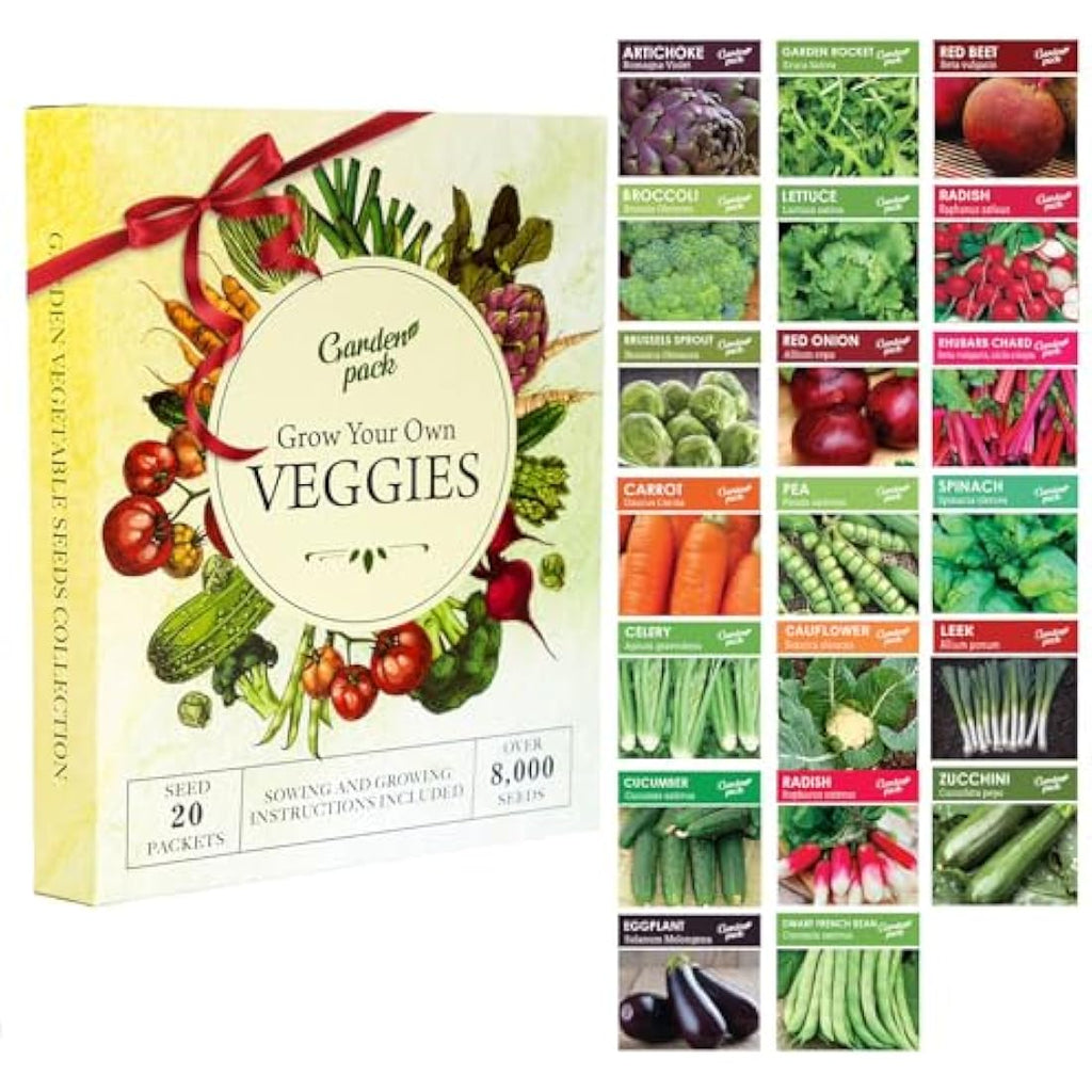 Garden Pack 20 Variety Vegetable Seeds – 8,000 Heirloom Garden Seeds