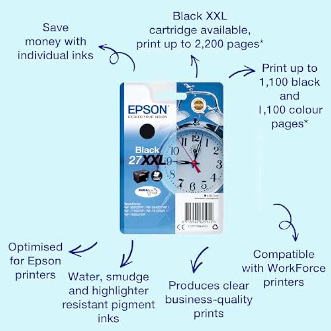 Epson 27XXL Black Ink Cartridge | Extra High Yield Genuine DuraBrite