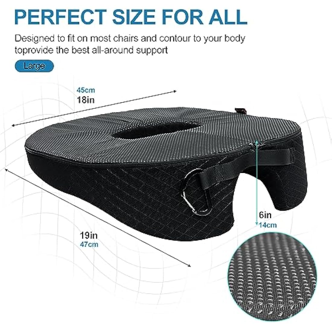 Jolof Store Donut Seat Cushion – Memory Foam Orthopedic Coccyx Pillow, Black