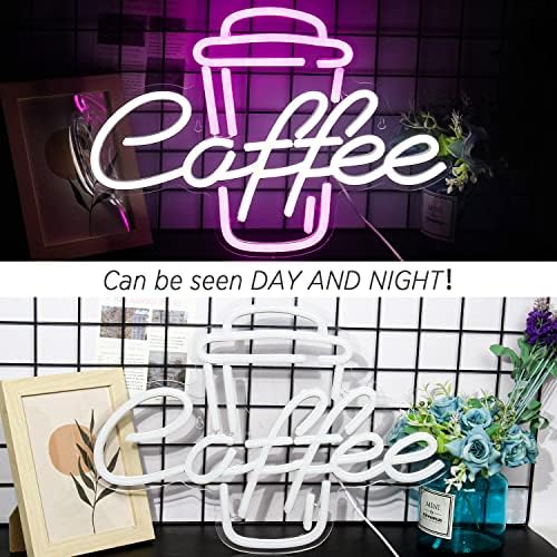 Ineonlife Coffee Cup Neon Sign – Pink & White LED Wall Decor for Cafes