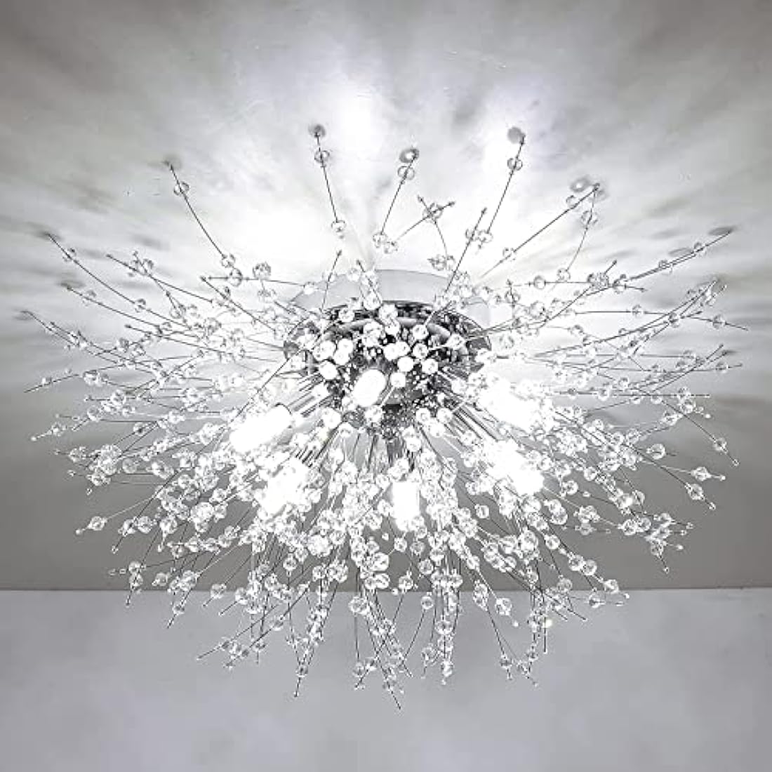 Rayofly Modern Fireworks Crystal Ceiling Light | 6-Light Chrome Chandelier
