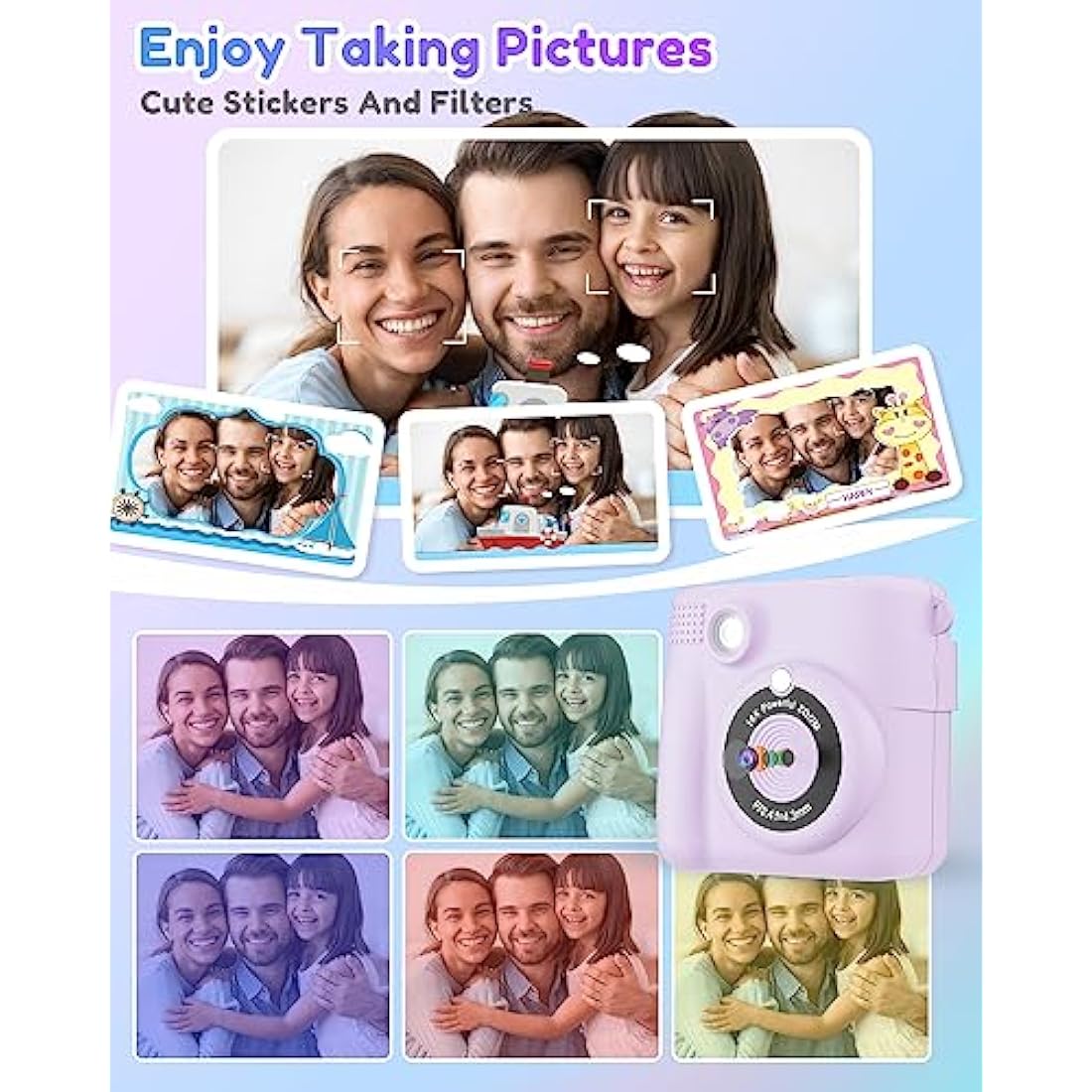 YORKOO Kids Instant Print Camera – 1080P HD Digital Toy with 32GB SD Card