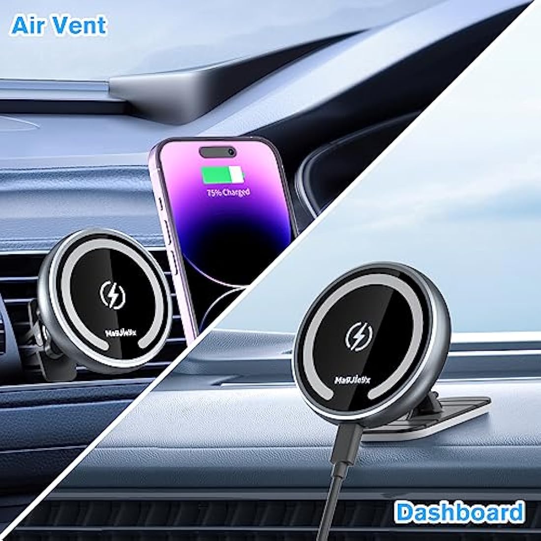 MAGJIEYX 15W Magnetic Wireless Car Charger for iPhone 16/15/14/13/12