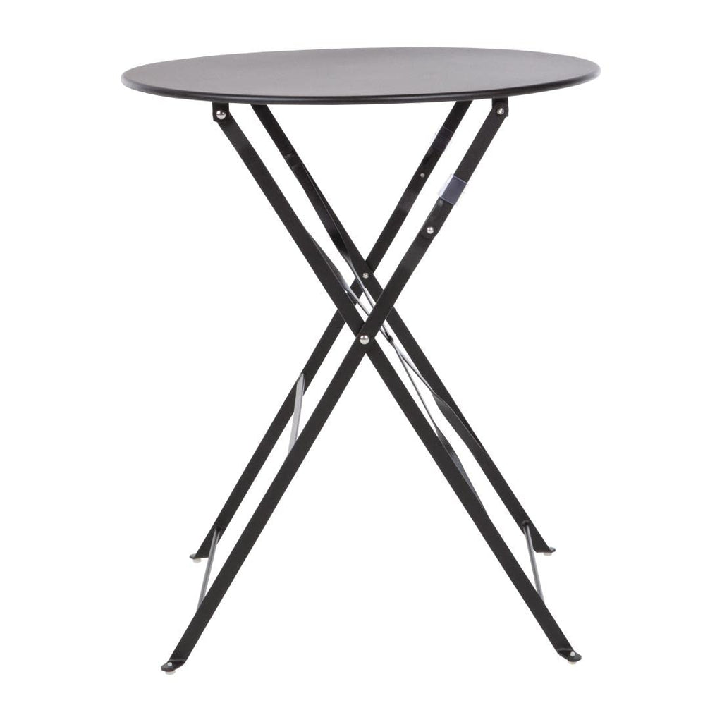 Bolero Black Steel Pavement Table – 710x595mm Outdoor Commercial Use