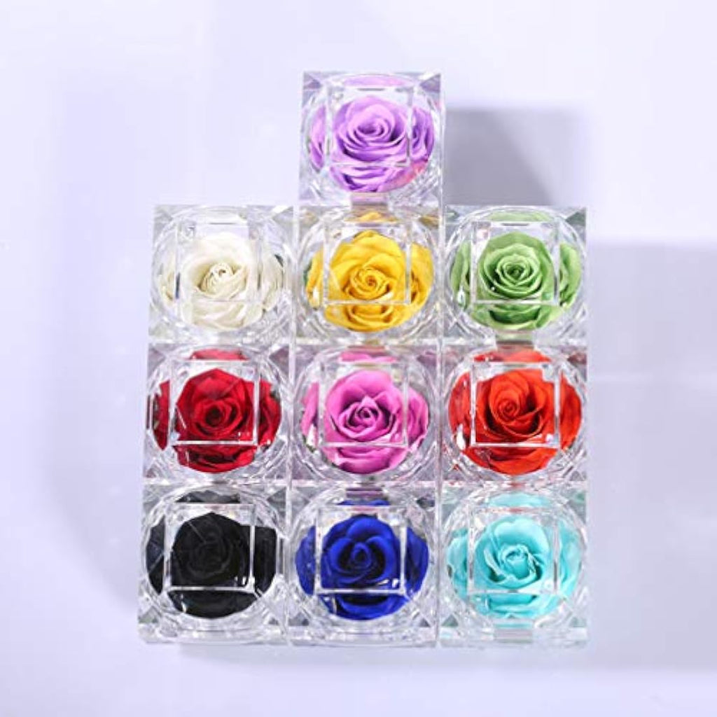Jolof Store Preserved Yellow Rose in Acrylic Crystal Ring Box – 2 Inch