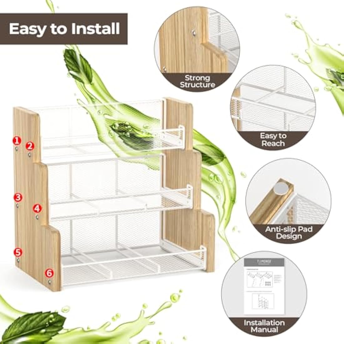 THYGIFTREE 3-Tier Wood Tea Bag Organizer | 180 Bag Kitchen Storage