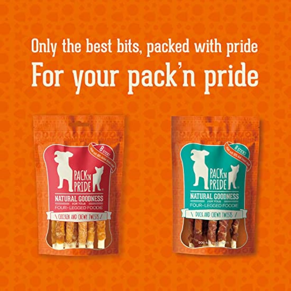 Pack'n Pride Chicken & Duck Rawhide Twists - 20 Pack Dog Chews