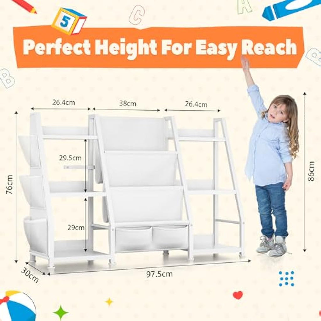 Kids Bookshelf & Toy Storage – 3-Tier Wooden Bookcase