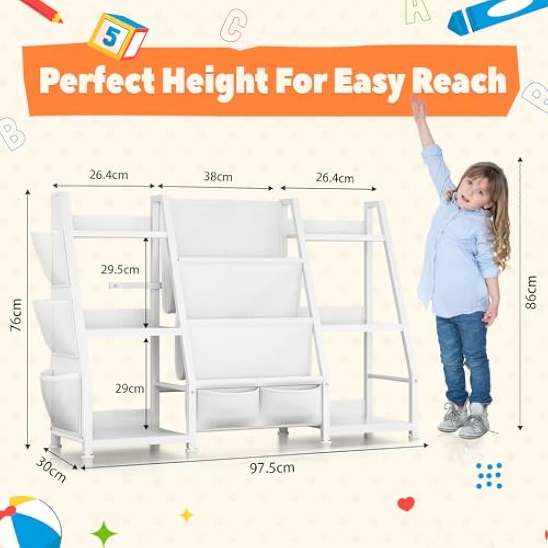 Kids Bookshelf & Toy Storage – 3-Tier Wooden Bookcase