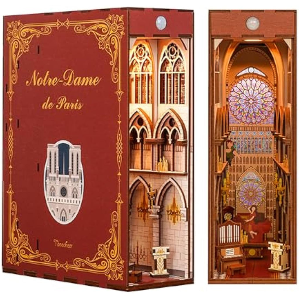 Tonecheer DIY Book Nook Kit – Wooden 3D Puzzle Miniature House with Light