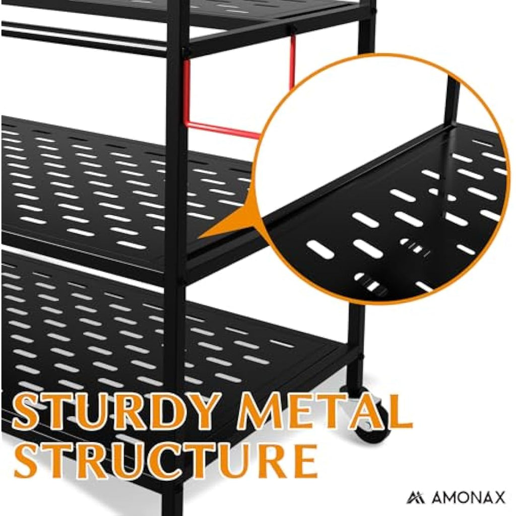 Amonax Home Gym Storage Rack | Mobile Iron Weight Stand & Fitness Organizer