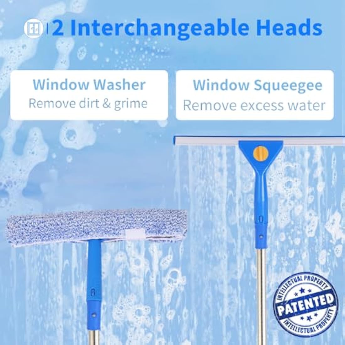 Jolof Store 3m Window Squeegee & Scrubber Kit – Long Handle Glass Cleaner