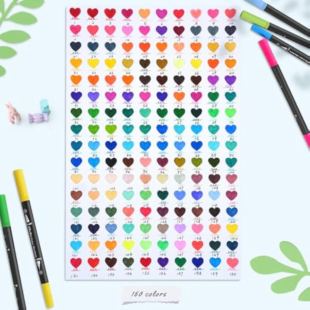 Ohuhu 160 Dual Tip Brush Pens – Art Markers for Drawing & Calligraphy