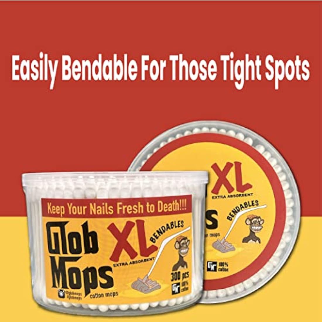 Glob Mops Bendable XL Cotton Swabs 6-Pack Bundle - 1800 Total Mops