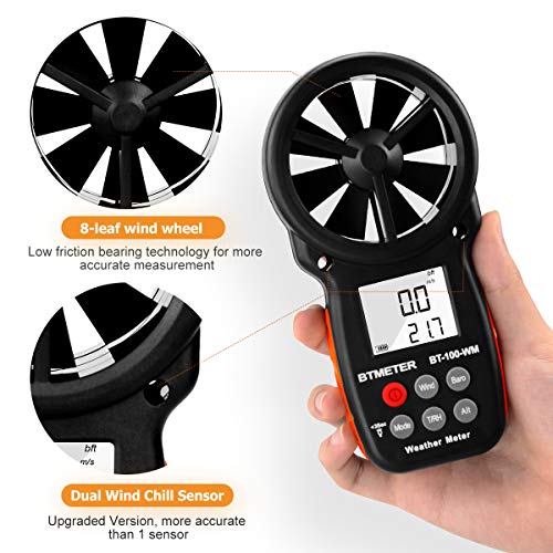 BTMETER Digital Anemometer – Handheld Wind Speed Meter & Barometer