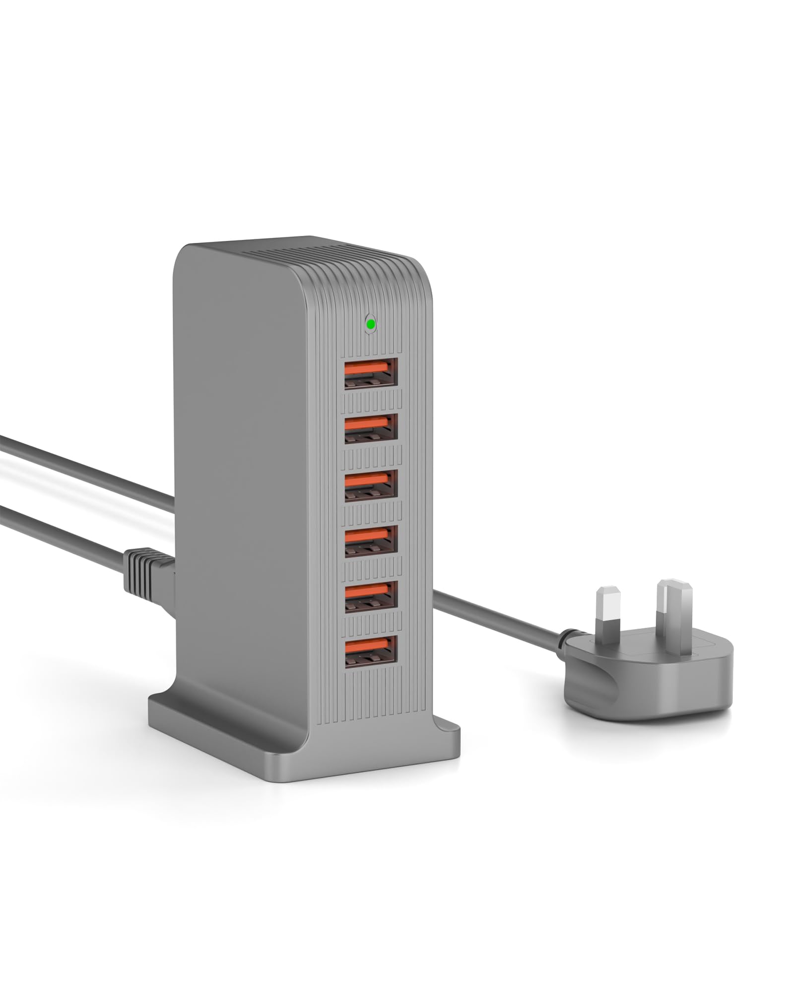 Qurzou 50W 6-Port USB Charging Station for iPhone and Samsung - Gray