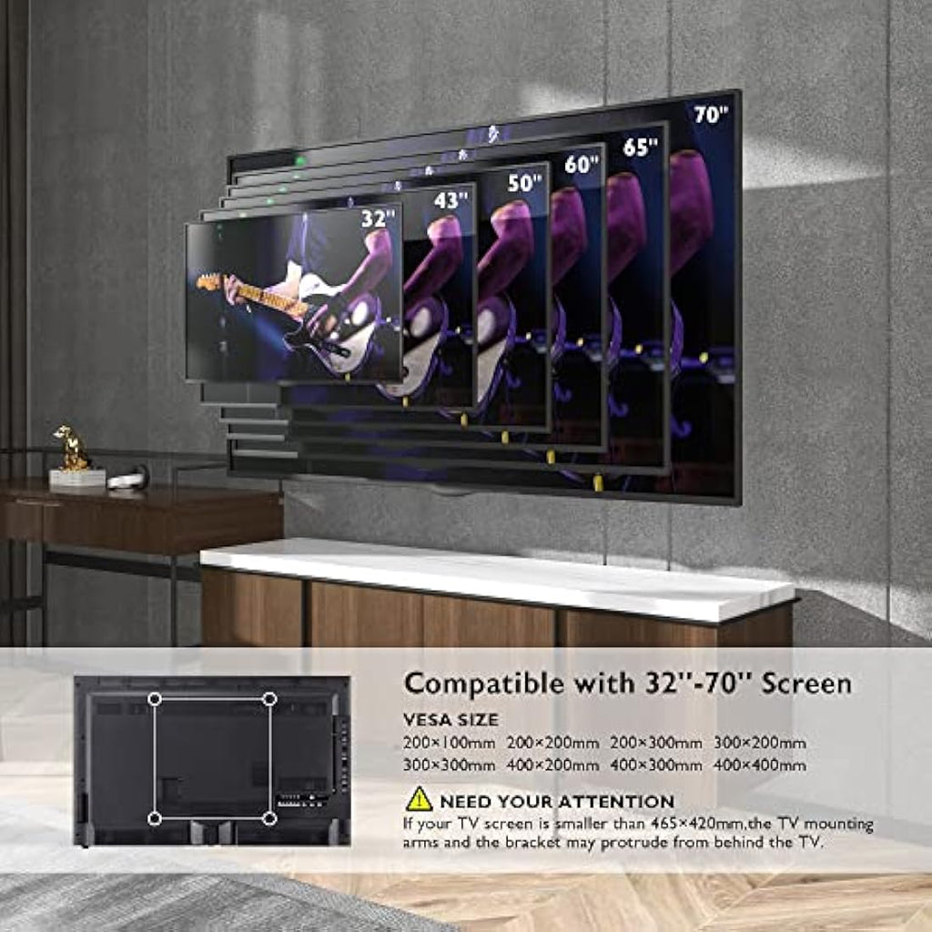 BONTEC Full Motion TV Wall Mount | 32-70 Inch | Extra Long 850mm Arm