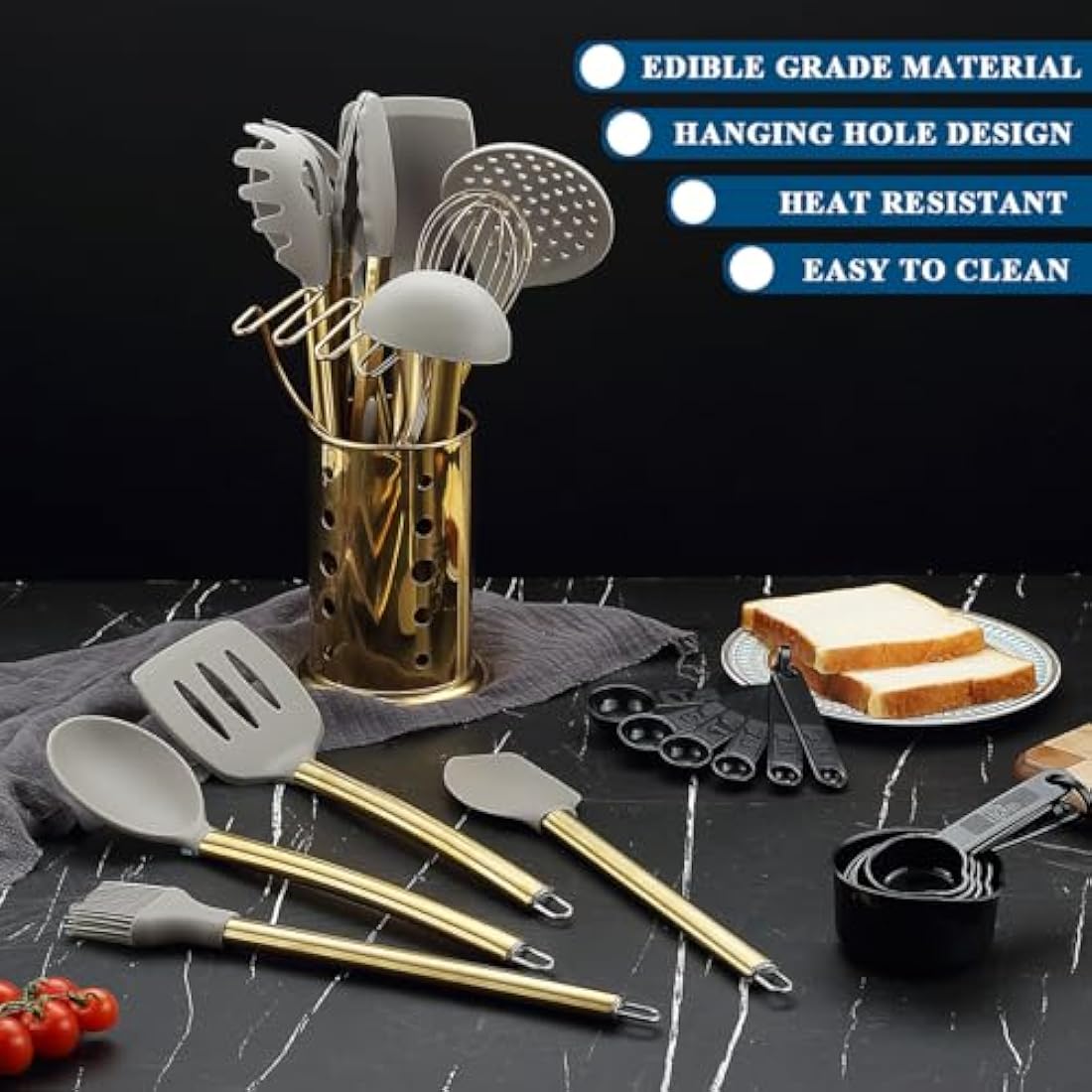 Gold Kitchen Utensils Set – 38pc Silicone & Stainless Steel