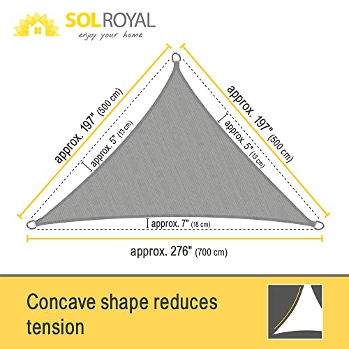 Sol Royal SolVision HS9 Triangle Sun Shade Sail - 7x5x5m HDPE Grey