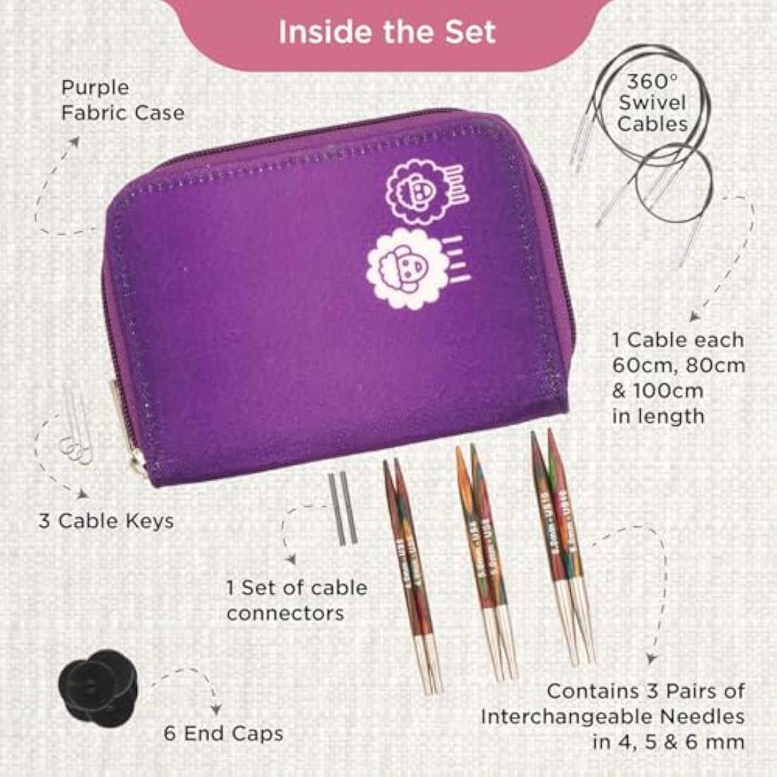 KnitPro Symfonie Starter Interchangeable Circular Needle Set | Birch Wood