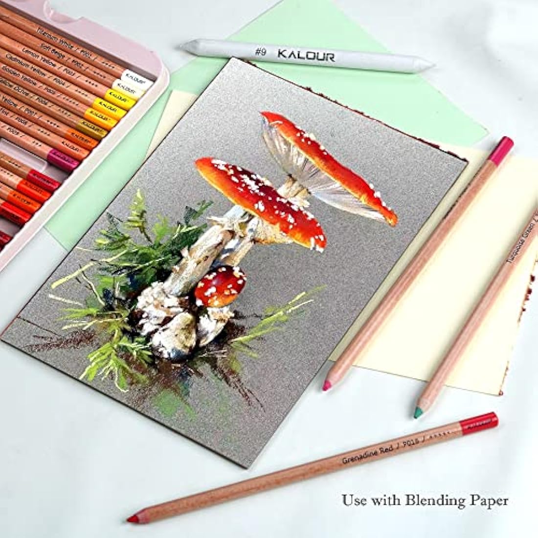 KALOUR Pro Pastel Chalk Colored Pencils | 50 Color Drawing Art Set