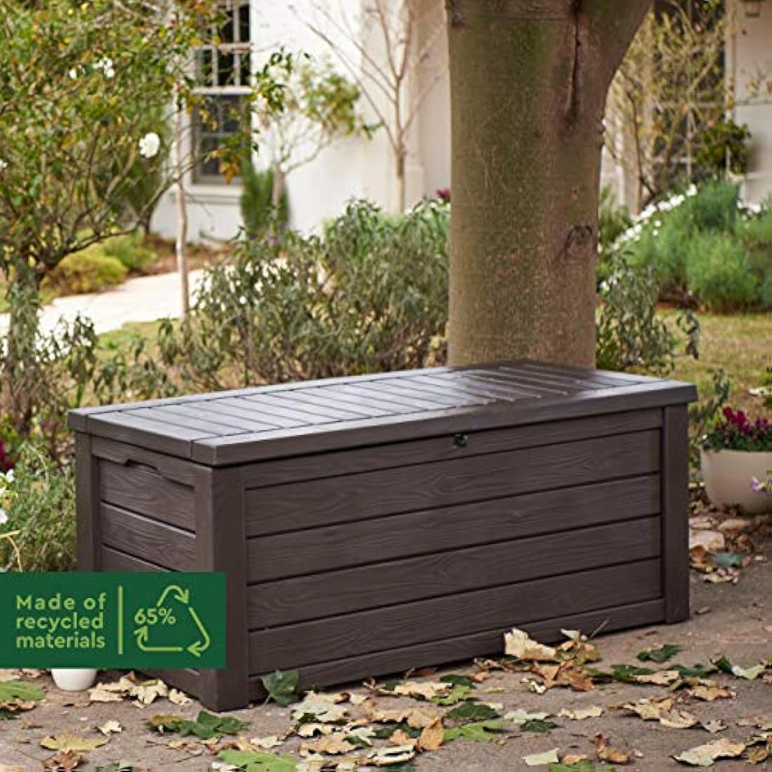 Keter Westwood 570L Outdoor Garden Storage Box | Brown Wood Effect