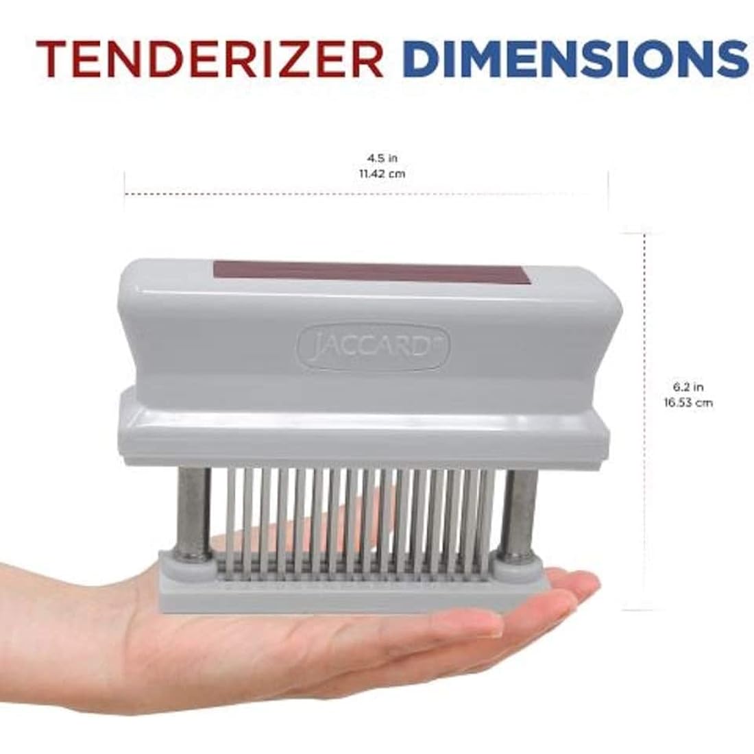Jaccard 48-Blade Meat Tenderizer – Stainless Steel Needle Tool, Red