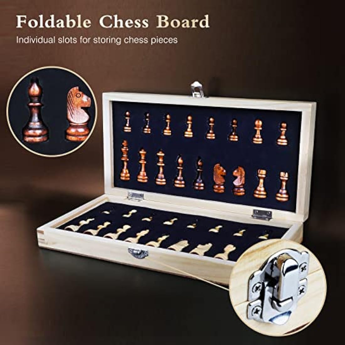 OOCOME Wooden Magnetic Chess Set – Portable Folding Travel Board Game