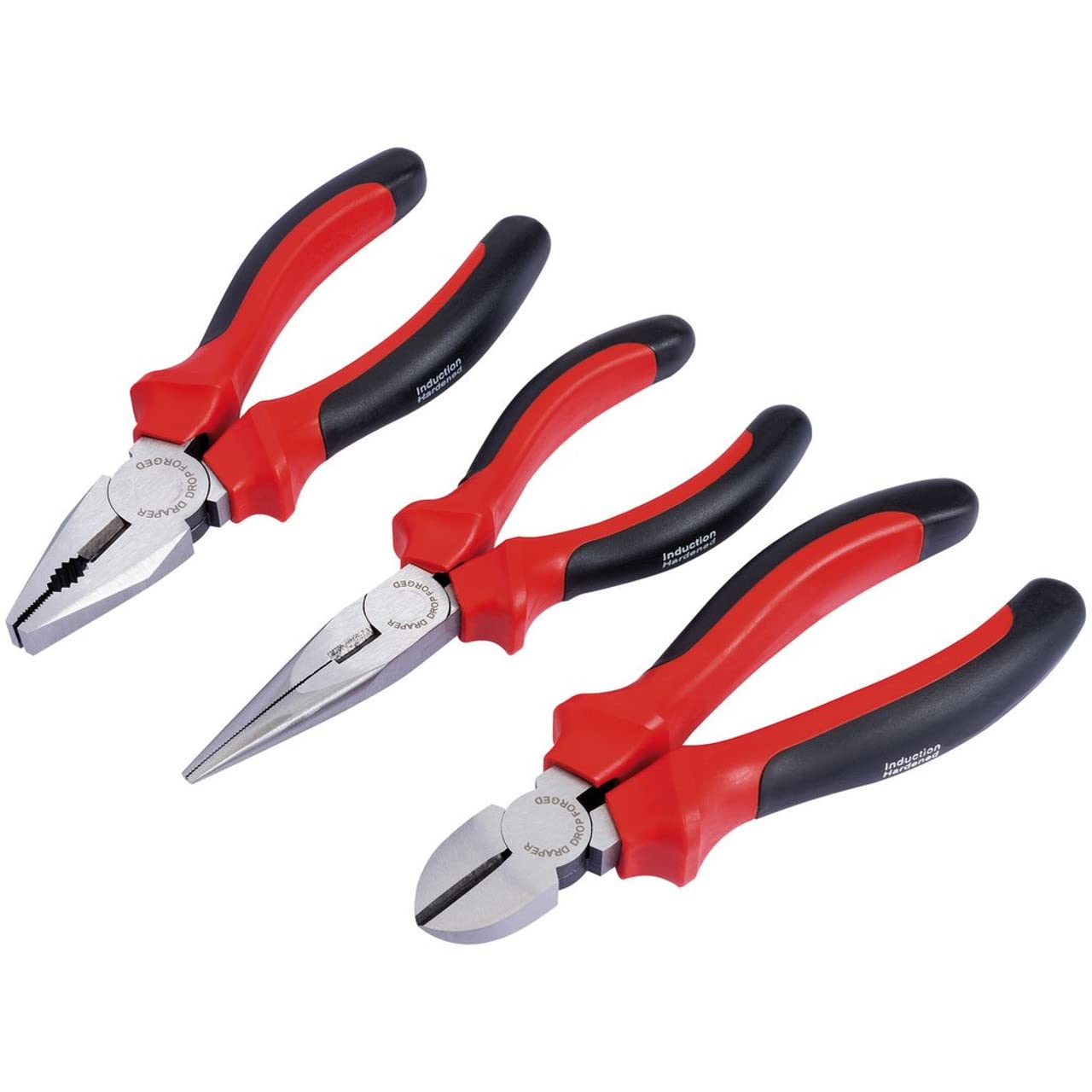 Draper Redline 68001 Heavy Duty Pliers Set with Soft Grip - 3 Piece
