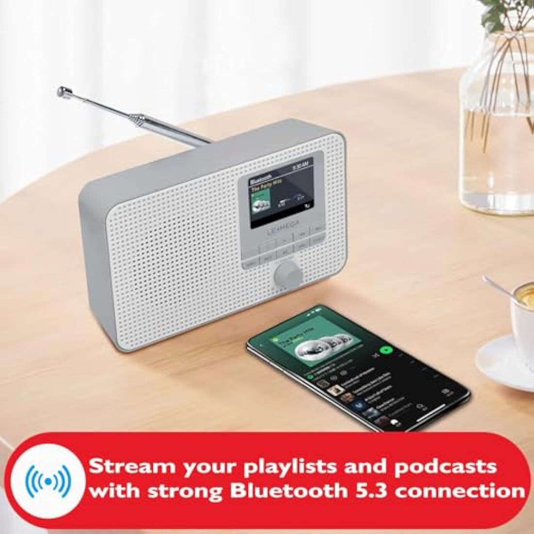 LEMEGA IR1 Internet Radio – Portable DAB+ Digital Radio with Bluetooth, Grey