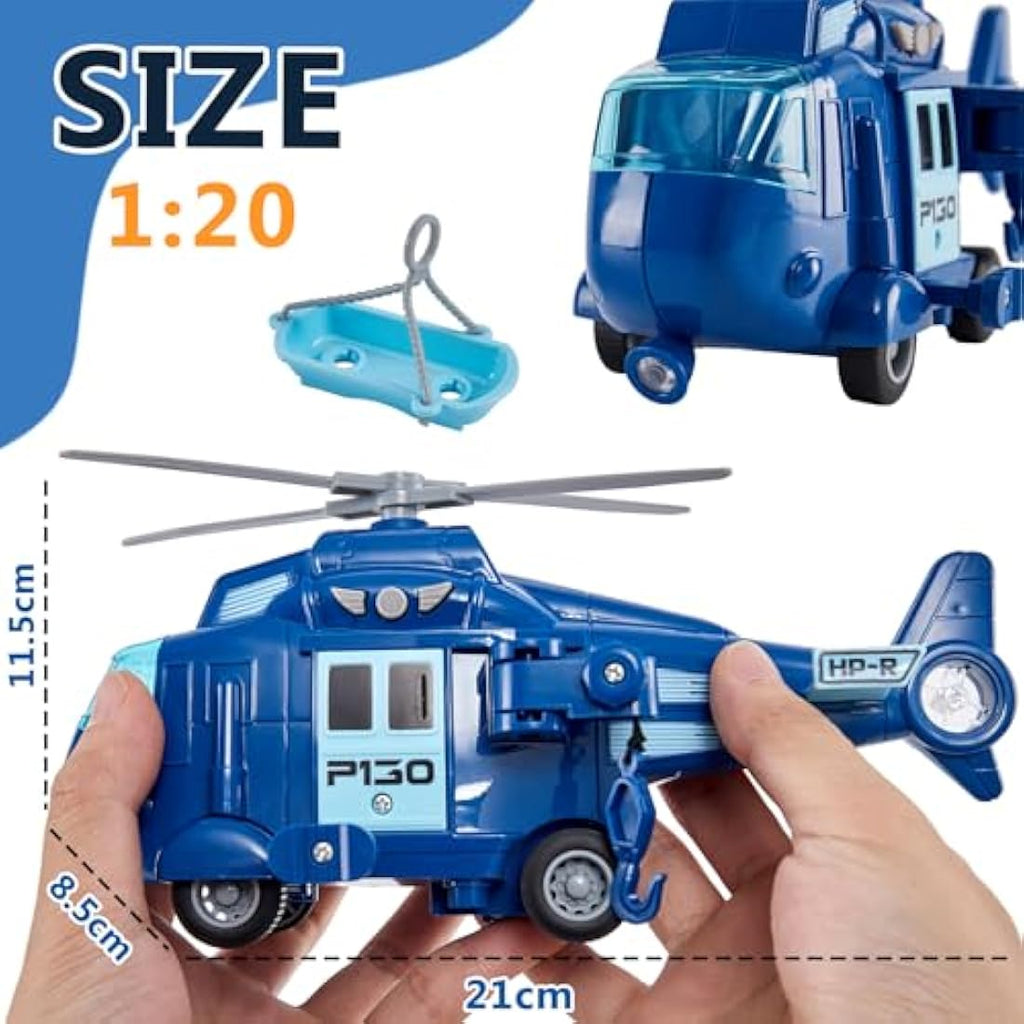 HERSITY Police Rescue Helicopter Toy with Lights and Sound – Blue
