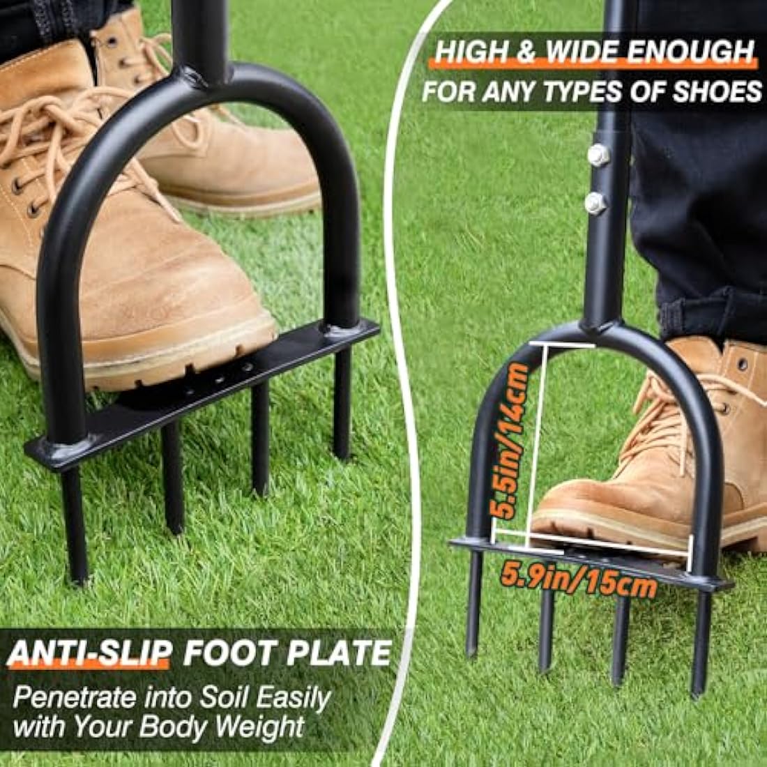 Colwelt Lawn Spike Aerator | 4 Steel Spikes Manual Garden Tool, 96cm