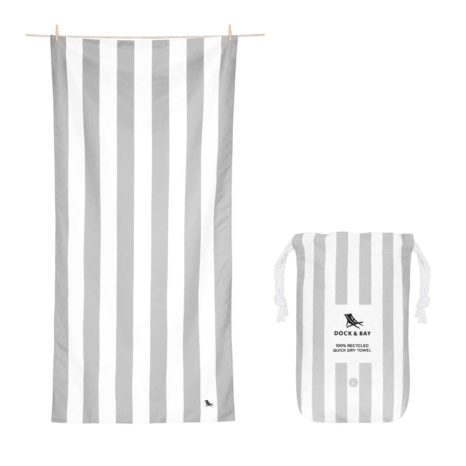 Dock & Bay Quick Dry Sand Free Beach Towel - Goa Grey - Extra Large