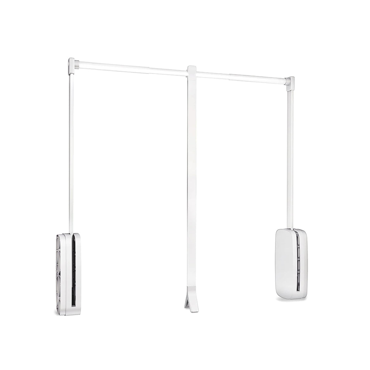 Emuca - Pull down hanging rail for wardrobe, pull down wardrobe rail lift, adjustable width 830-1150mm 32,67-45,27 inch, white colour