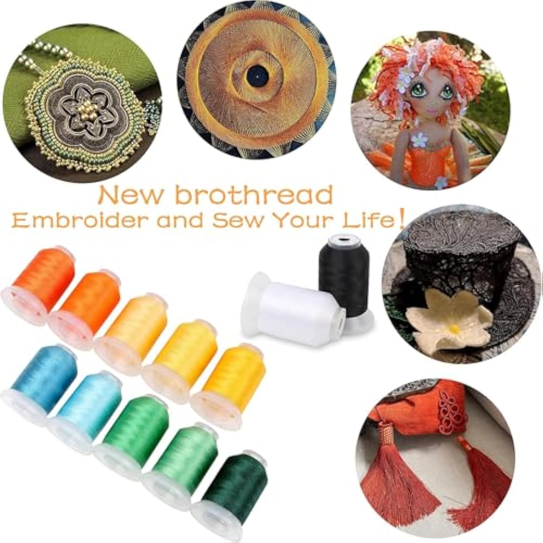 New brothread 40 Colors Polyester Machine Embroidery Thread Kit – 500M Spools