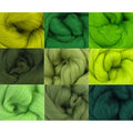 Woodland Green Merino Wool Roving - 9 Pack for Felting
